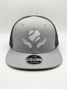 New Era 9 Fifty Gray and Dark Gray Baseball Logo Trucker Snapback